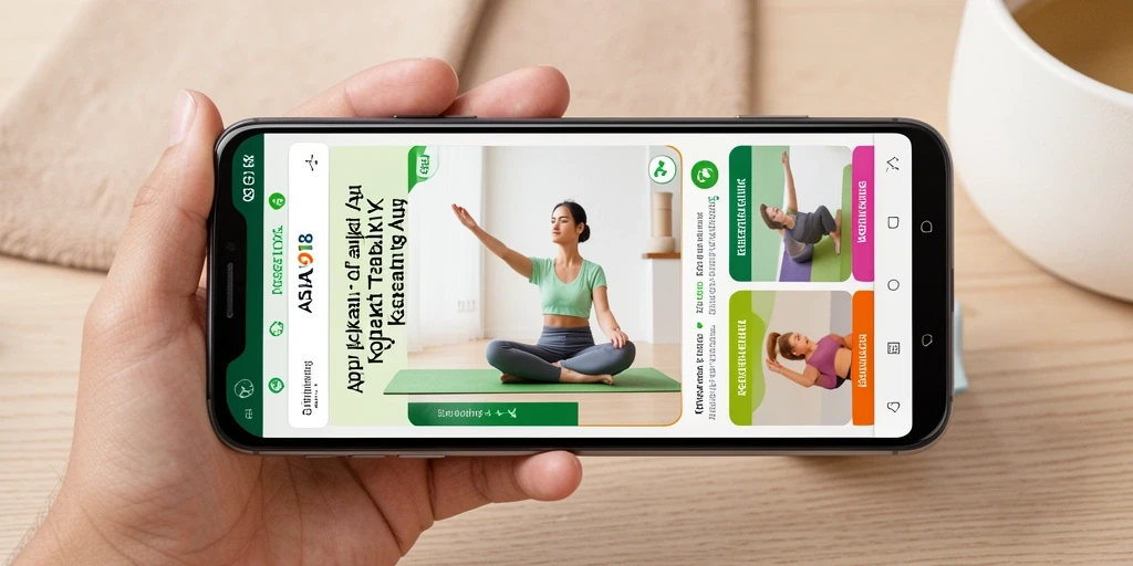 Antarmuka aplikasi ASIA918 yang menarik dan user-friendly untuk latihan yoga.