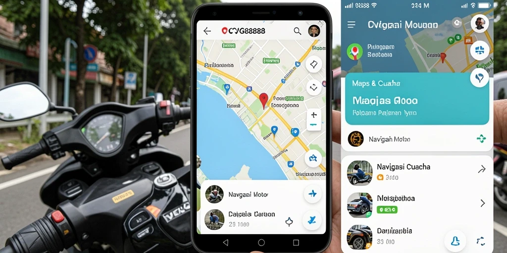 Tampilan antarmuka aplikasi Navigasi Motor CVG8888 yang modern dan informatif.