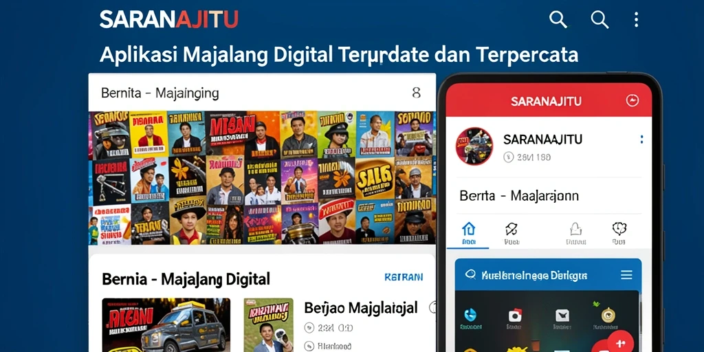 Antarmuka menarik aplikasi SARANAJITU untuk majalah digital.